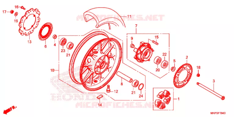 ACHTER WIEL  Honda MOTO 500 CBR 2021  CBR500RAM