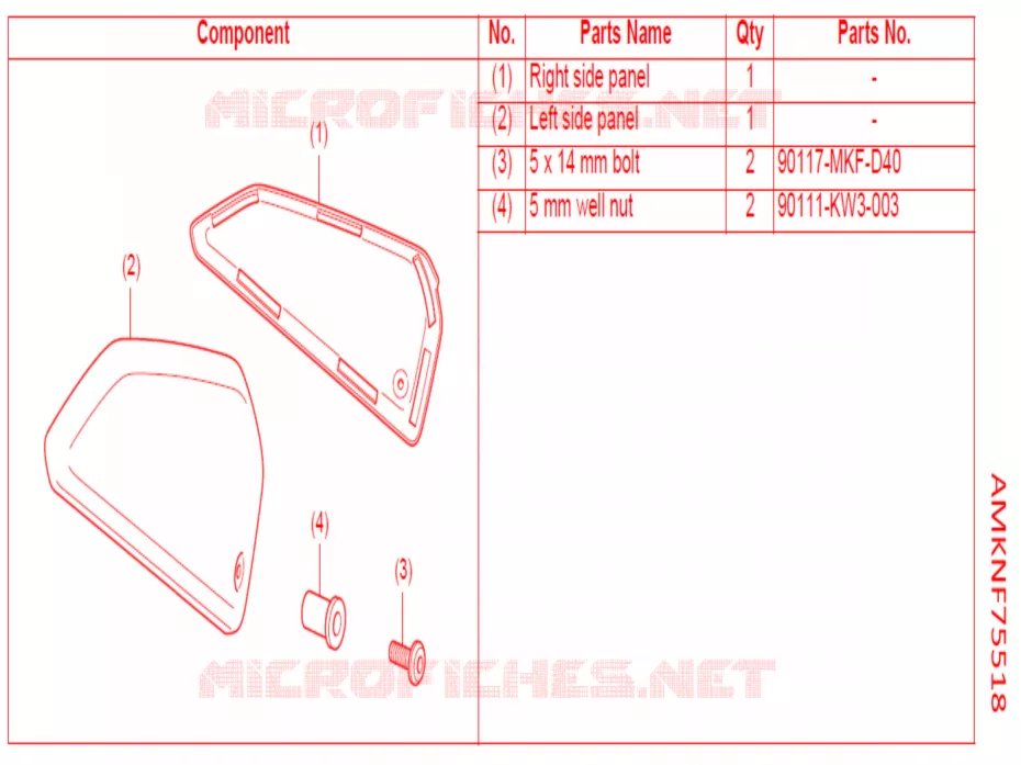 --- KIT,SIDE COVER PANEL Honda MOTO 650 CBR 2021  CBR650RAM
