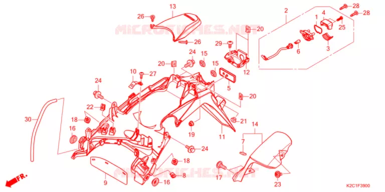 ACHTERSPATBORD / KENTEKEN VERLICHTING Honda SCOOTER 110 DIO 2021  NSC110M