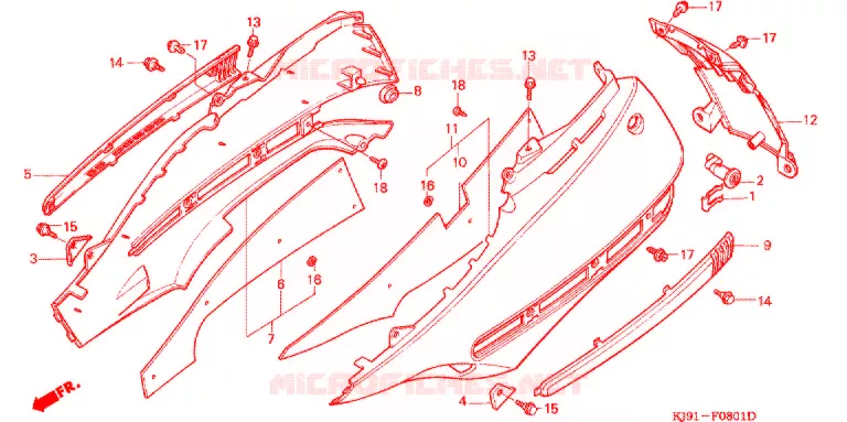 ACHTER AFDEKKING (CH125H/N/P/R) Honda SCOOTER 125 SPACY 1987  CH125H