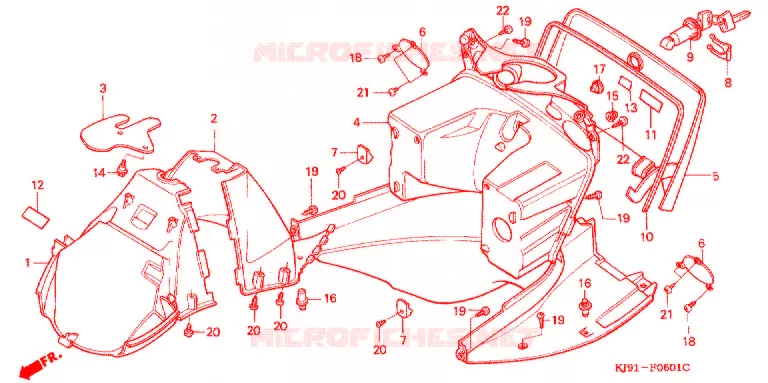 VOOR STROOMLIJNKAP  (CH125H/N/P/R) Honda SCOOTER 125 SPACY 1990  CH125H