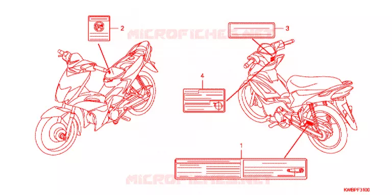 WAARSCHUWINGSLABEL   Honda MOTO 110 WAVE 2012  AFP110CSA