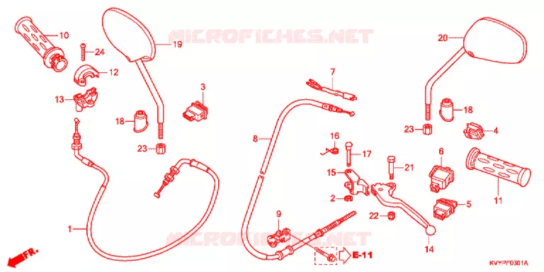 HENDEL HEFBOOM/SCHAKELAAR/KABEL (ANC110CSP/ACC110CS/S) Honda SCOOTER 110 BEAT 2011  ACC110SB