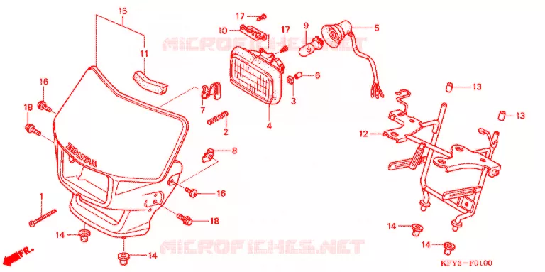 KOPLAMP (1) Honda MOTO 110 XRM 2004  CFT110M3
