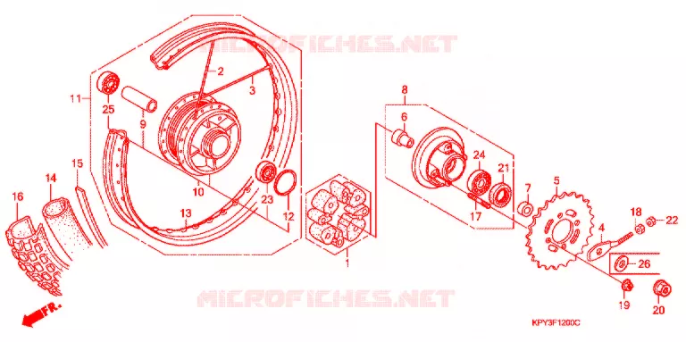 ACHTER WIEL (RAYON) (TAMBOUR) Honda MOTO 110 XRM 2004  CFT110M4