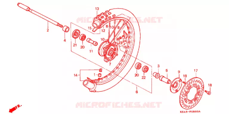 VOOR WIEL  (CR125RL/RM) Honda MOTO 125 CR 1991  CR125RM