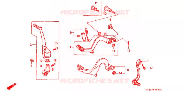 PEDAAL/KICKSTARTER ARM Honda MOTO 125 CR 1994  CR125RR