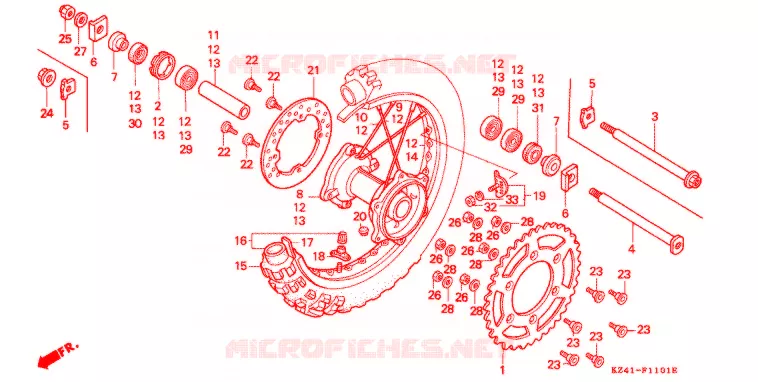ACHTER WIEL  (CR125RN/P/R/S/T/V) Honda MOTO 125 CR 1994  CR125RR