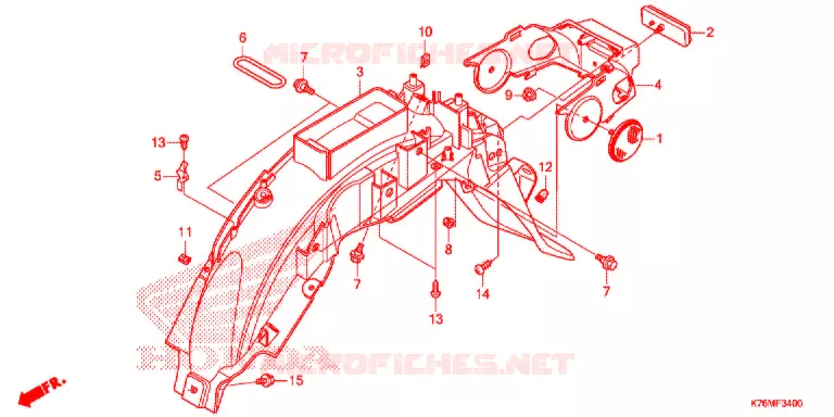 ACHTER STROOMLIJNKAP Honda MOTO 110 EX5 2020  NBC110MCDL