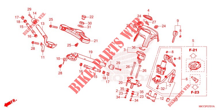 HENDEL PIJP/BOVENSTE BRUG  (CBR650RA) voor Honda CBR 650 R ABS 2022