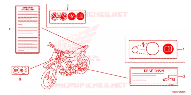 WAARSCHUWINGSLABEL Honda MOTO 150 CRF 2019  CRF150RBK