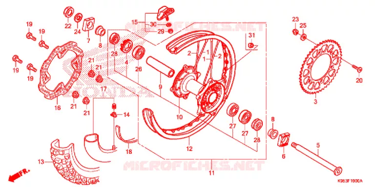 ACHTER WIEL Honda MOTO 250 CRF 2022  CRF250RM