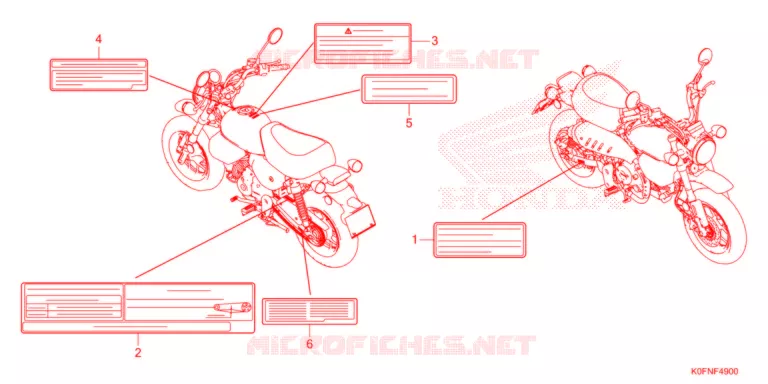 WAARSCHUWINGSLABEL Honda MOTO 125 MONKEY 2022  Z125MAN