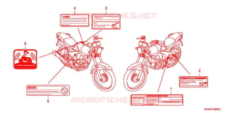 WAARSCHUWINGSLABEL Honda MOTO 150 CG 2012  CG150ESDC