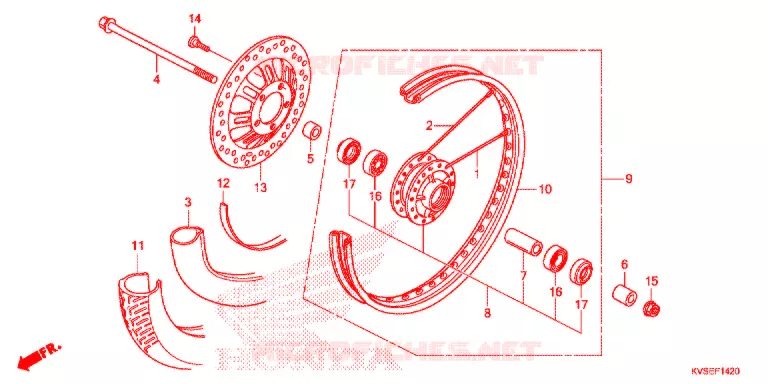 VOOR WIEL  (RAYON/FREIN A DISQUE) Honda MOTO 150 CG 2015  CG150ESDF