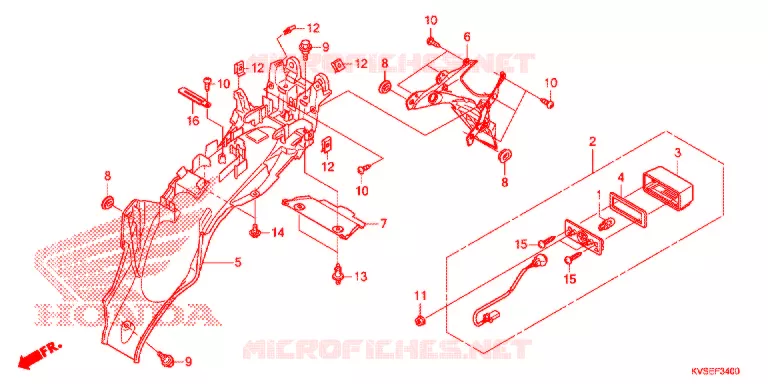 ACHTER STROOMLIJNKAP  (ES/ESD/EX) Honda MOTO 150 CG 2015  CG150EXF