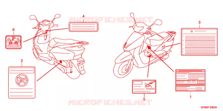 WAARSCHUWINGSLABEL Honda SCOOTER 110 LEAD 2012  NHX110C