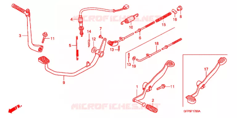 HOOFD STANDAARD/ KICKSTARTER ARM Honda MOTO 100 POP 2008  RF1008