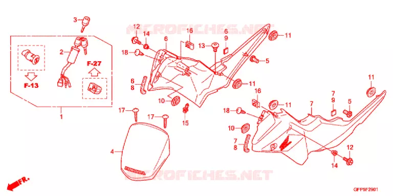 VOOR AFDEKKING (RF100D) Honda MOTO 100 POP 2013  RF100D