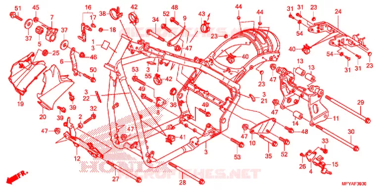 FRAME CHASSIS  (VT1300CR/CRA,VT1300CT/CTA) Honda MOTO 1300 VT 2012  VT1300CRAC