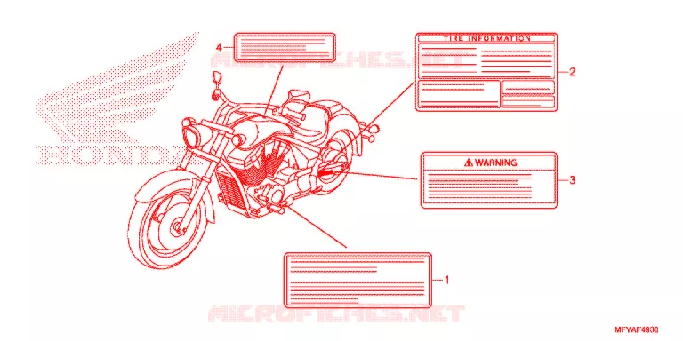 WAARSCHUWINGSLABEL Honda MOTO 1300 VT 2012  VT1300CSC