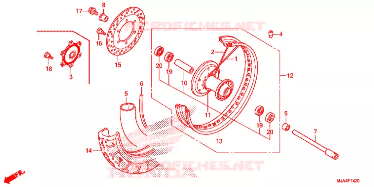 VOOR WIEL  (VT750C/CA/CS/C2/C2F/C2B) Honda MOTO 750 SHADOW 2012  VT750C2BC-A