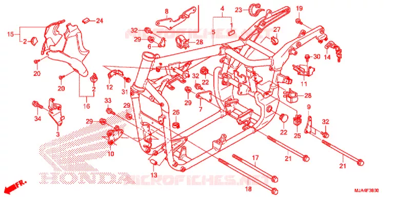 FRAME CHASSIS  (VT750C/CA/CS/C2/C2F/C2B) Honda MOTO 750 SHADOW 2012  VT750C2C