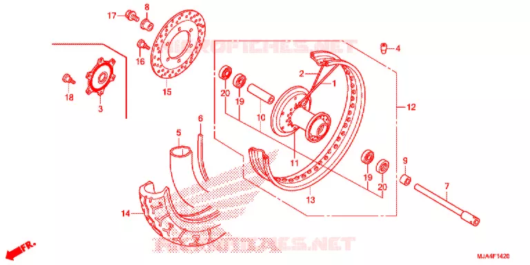 VOOR WIEL  (VT750C/CA/CS/C2/C2F/C2B) Honda MOTO 750 SHADOW 2012  VT750CAC