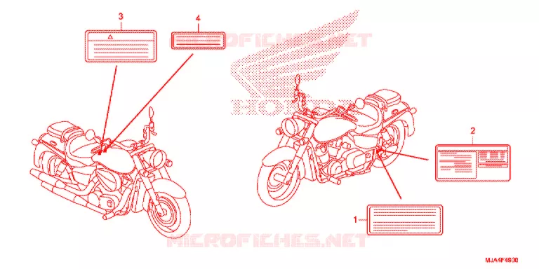 WAARSCHUWINGSLABEL  (VT750C/CA/CS/C2/C2F/C2B) Honda MOTO 750 SHADOW 2012  VT750CC