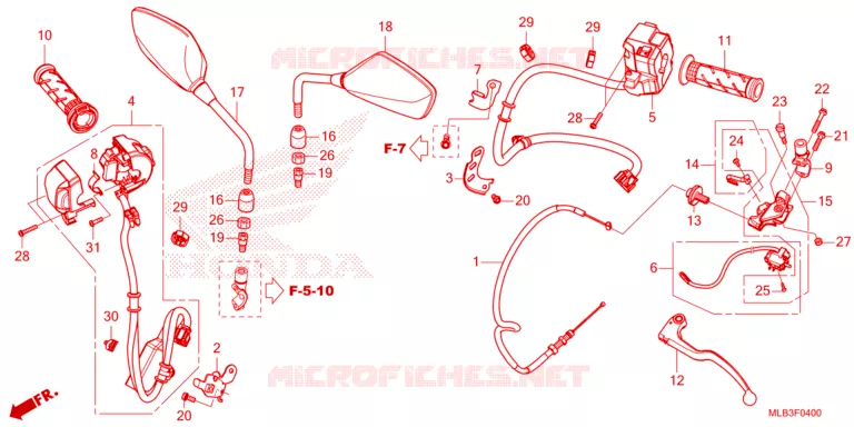 SCHAKELAAR / HEVELGRIP / KABEL / SPIEGEL Honda MOTO 750 HORNET 2023  CB750AP