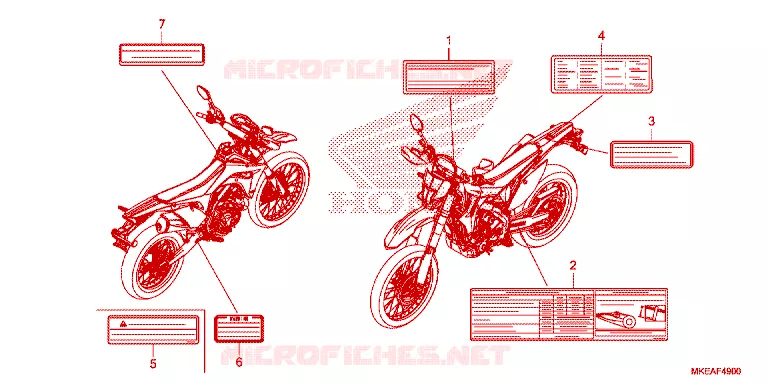 WAARSCHUWINGSLABEL Honda MOTO 450 CRF 2024  CRF450RLP