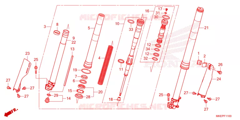 VOOR VORK/STURING STANG Honda MOTO 450 CRF 2023  CRF450RWEP