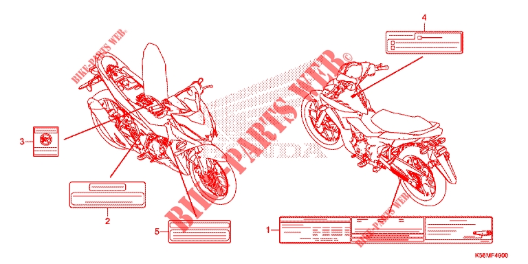 WAARSCHUWINGSLABEL voor Honda RS 150 R 2023