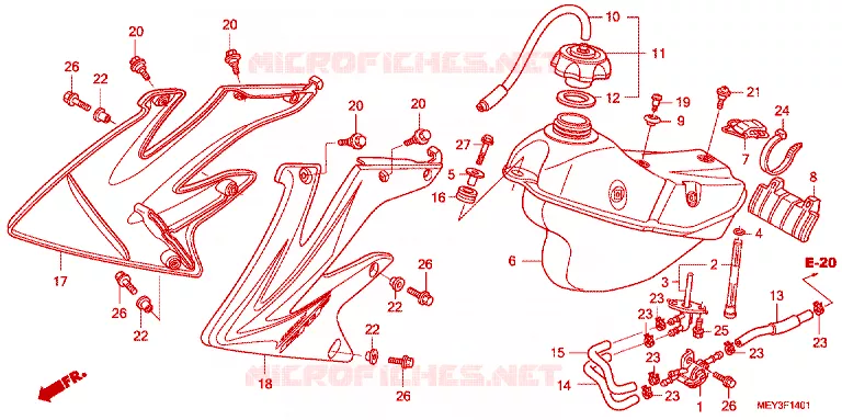 BRANDSTOF TANK (CRF450X8,9,B,C,D) Honda MOTO 450 CRF 2009  CRF450X9