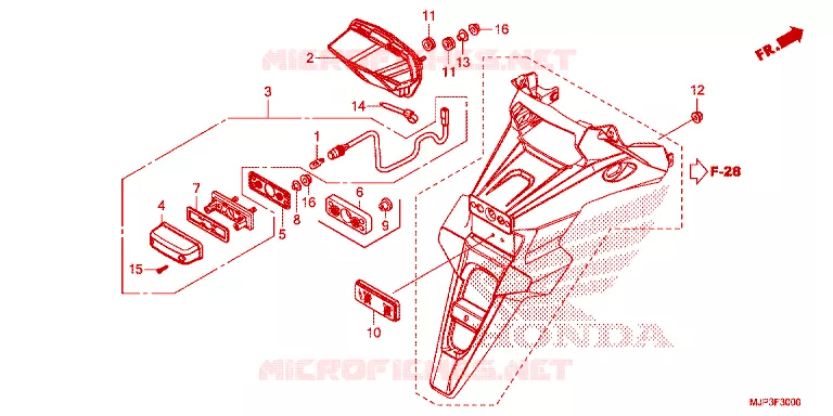 ACHTERLICHT/KENTEKEN LICHT Honda MOTO 1000 AFRICA-TWIN 2016  CRF1000AG