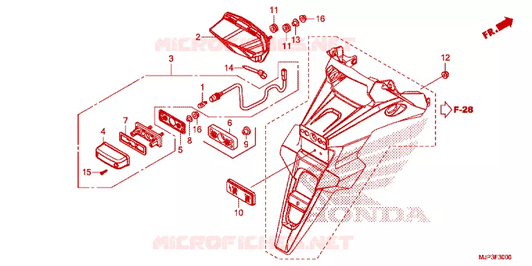 ACHTERLICHT/KENTEKEN LICHT Honda MOTO 1000 AFRICA-TWIN 2016  CRF1000DG