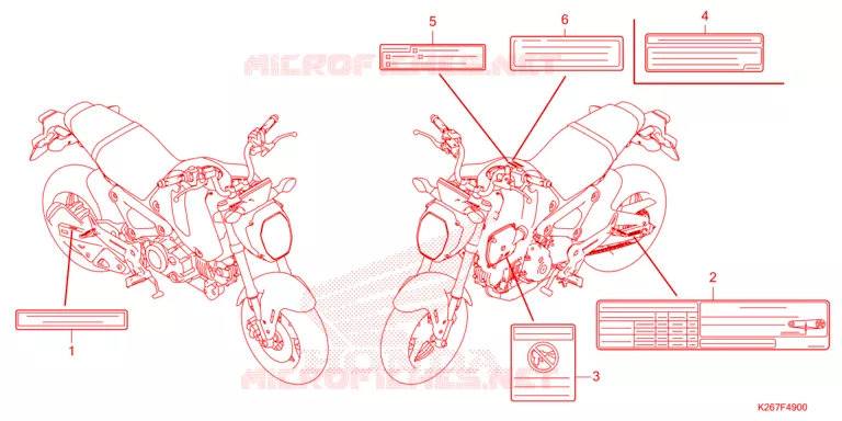 WAARSCHUWINGSLABEL (CA,LO,2KO,KO) Honda MOTO 125 MSX 2022  MSX125AN