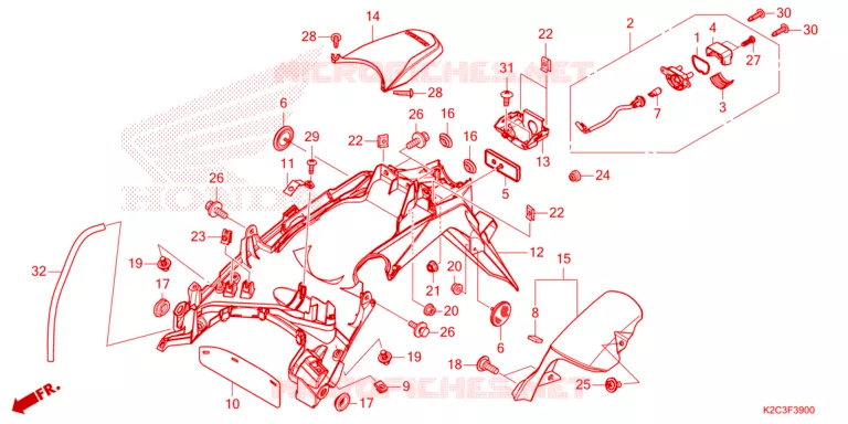 ACHTERSPATBORD / KENTEKEN VERLICHTING Honda SCOOTER 110 VISION 2023  NSC110P