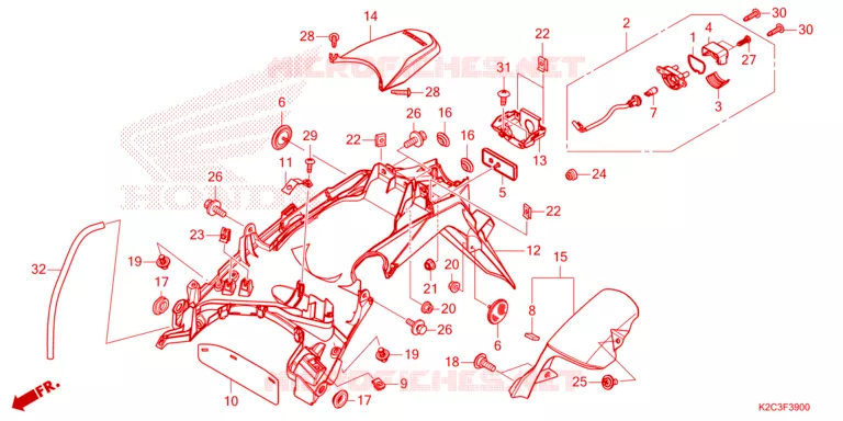ACHTERSPATBORD / KENTEKEN VERLICHTING Honda SCOOTER 110 VISION 2023  NSC110P