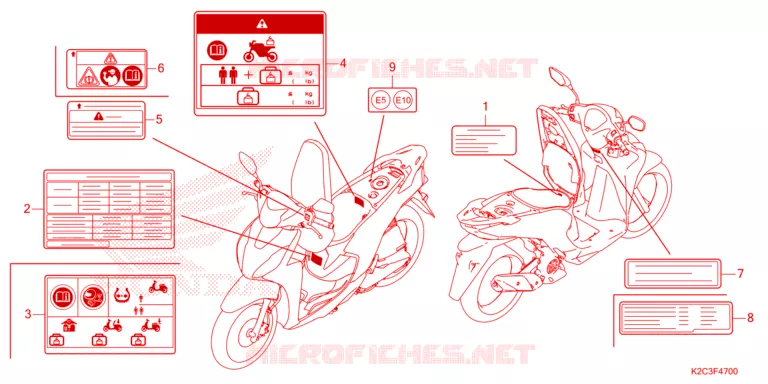 WAARSCHUWINGSLABEL Honda SCOOTER 110 VISION 2023  NSC110P