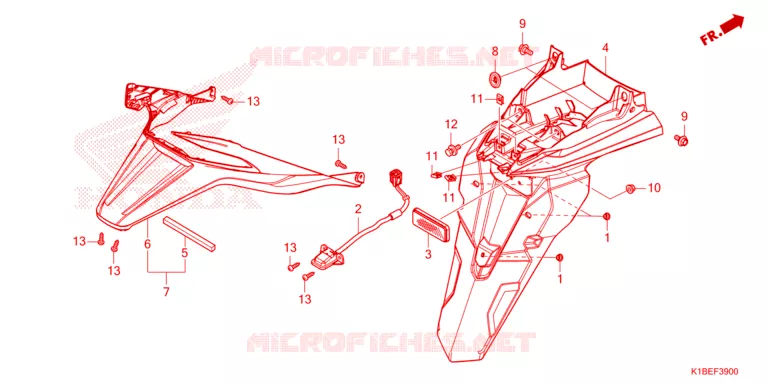 ACHTERSPATBORD / KENTEKEN VERLICHTING Honda SCOOTER 350 FORZA 2023  NSS350AP