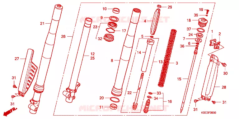 VOOR VORK/STURING STANG Honda MOTO 150 CRF 2009  CRF150RB9