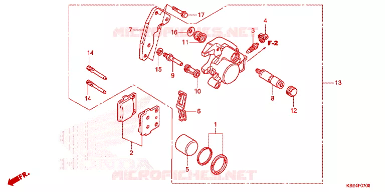 VOOR REMKLAUW Honda MOTO 150 CRF 2008  CRF150RB8
