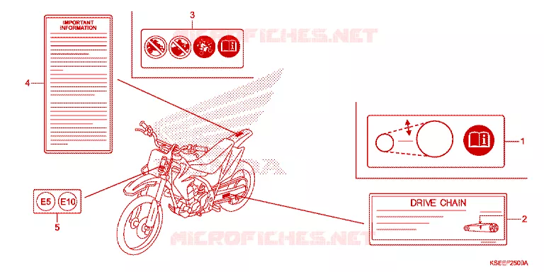 WAARSCHUWINGSLABEL Honda MOTO 150 CRF 2014  CRF150RE