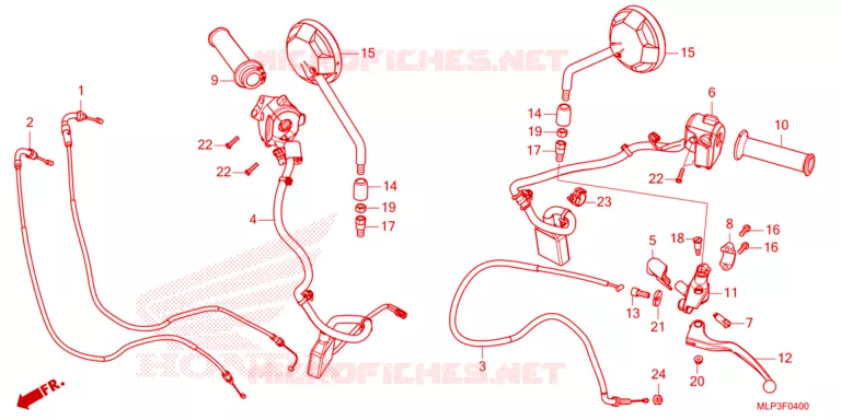 HENDEL HEFBOOM/SCHAKELAAR/KABEL/SPIEGEL Honda MOTO 500 CL 2023  CL500AP