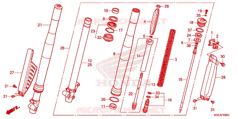 VOOR VORK/STURING STANG Honda MOTO 150 CRF 2016  CRF150RBG