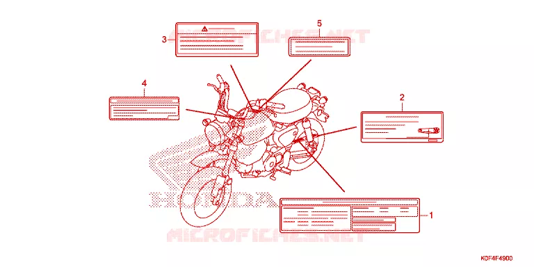 WAARSCHUWINGSLABEL Honda MOTO 125 MONKEY 2020  Z125MAL