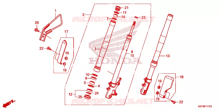 VOOR VORK/STURING STANG Honda MOTO 125 MONKEY 2020  Z125ML
