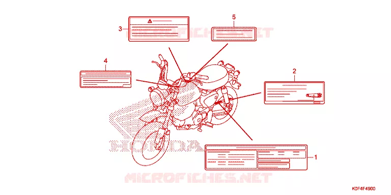 WAARSCHUWINGSLABEL Honda MOTO 125 MONKEY 2020  Z125ML