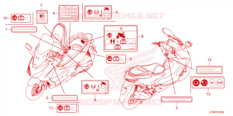 WAARSCHUWINGSLABEL Honda SCOOTER 350 FORZA 2023  NSS350AP